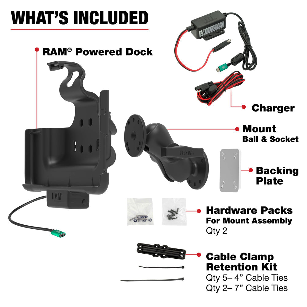 RAM® Powered Dock & Dashboard Mount for Samsung Tab Active4 Pro (RAM-101-225B2-SAM52CP-V7CU)