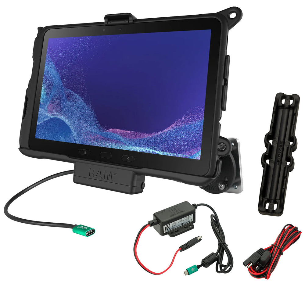 RAM® Powered Dock & Dashboard Mount for Samsung Tab Active4 Pro (RAM-101-225B2-SAM52CP-V7CU)