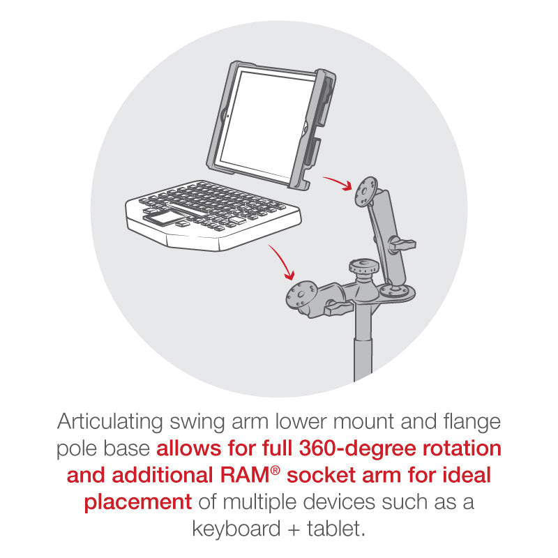 RAM® 8” Upper Pole and Double Ball Mount (RAM-VP-SW2F-8)